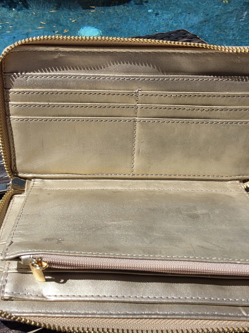 ALDO Metallic Gold Quilted Wristlet